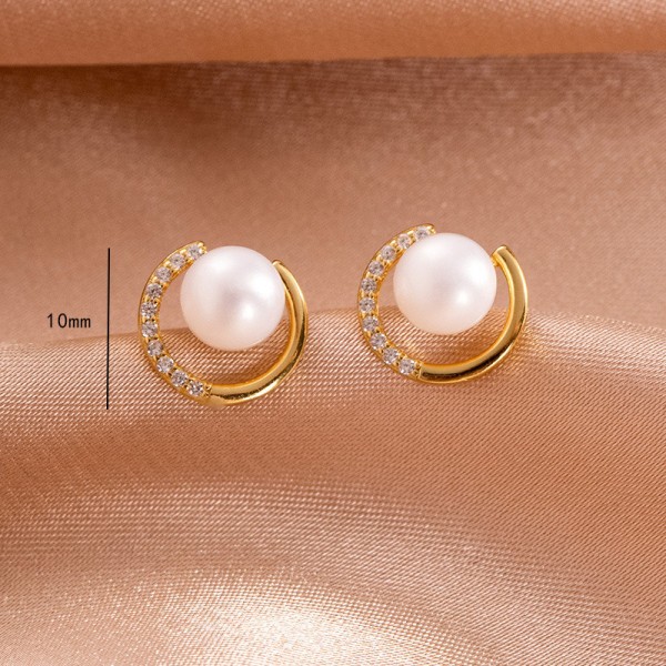 925 Sterling Silver Earrings Pearl-Stud-Earrings
