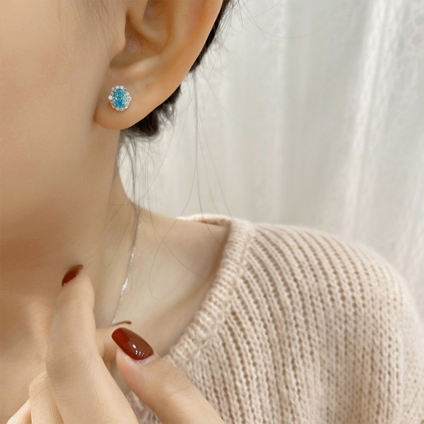 925 Sterling Silver Earring Art-Deco-Diamond-Studs