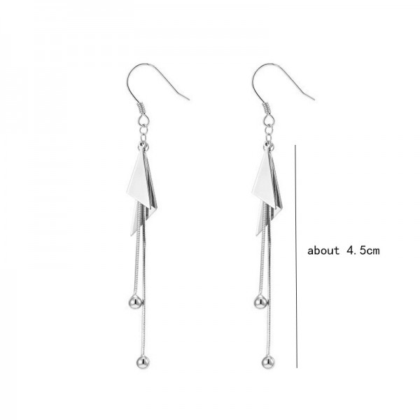 925 Sterling Silver Earrings Triangle-Tassel-Drop
