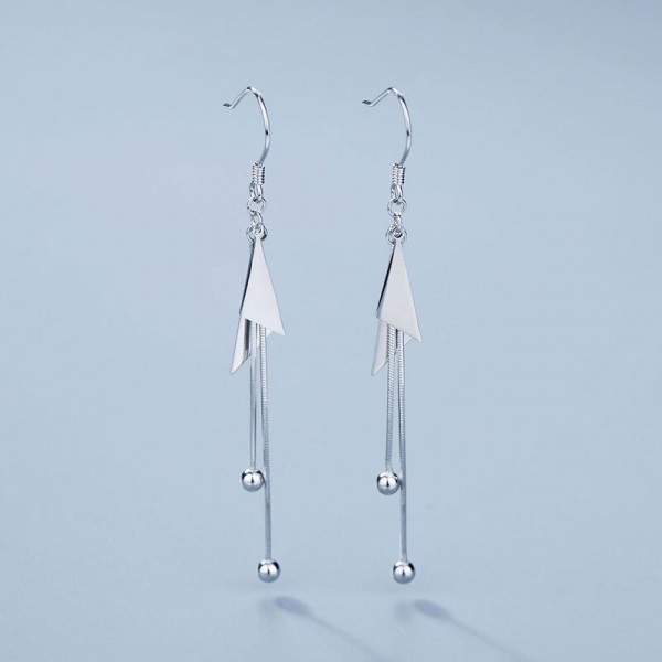 925 Sterling Silver Earrings Triangle-Tassel-Drop