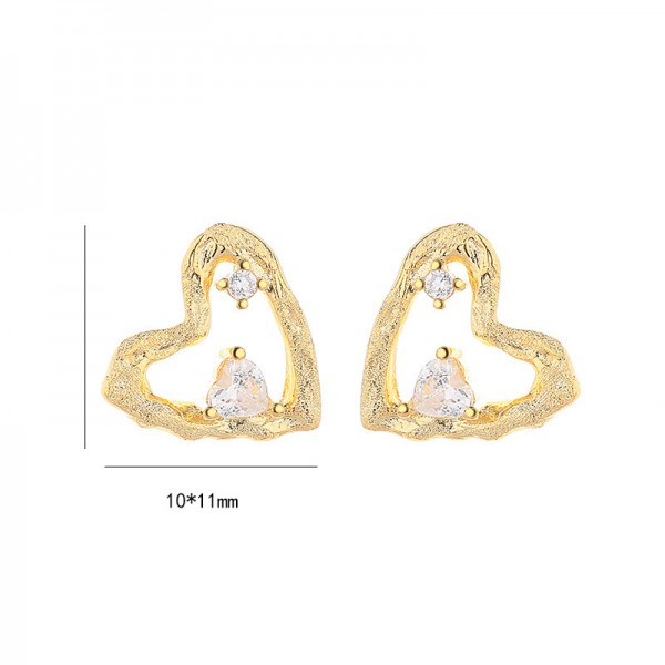 925 Sterling Silver Earrings Heart-Diamond-Earrings