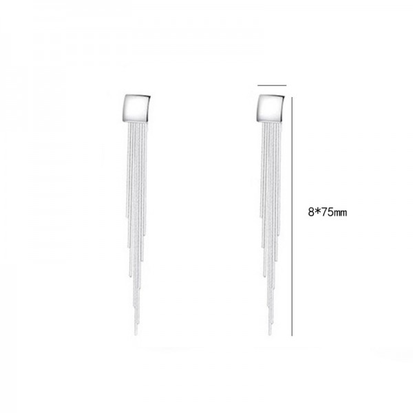 925 Sterling Silver Earrings Square-Tassel-Earrings