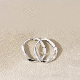 925 Sterling Silver Earring Oval-Hoops
