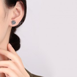 925 Sterling Silver Earrings Black Red Heart Earri...