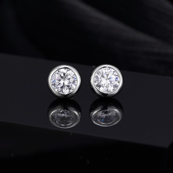 925 Sterling Silver Earrings Circle Hoops Solitaire Stud