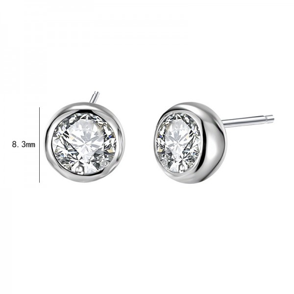 925 Sterling Silver Earrings Circle Hoops Solitaire Stud