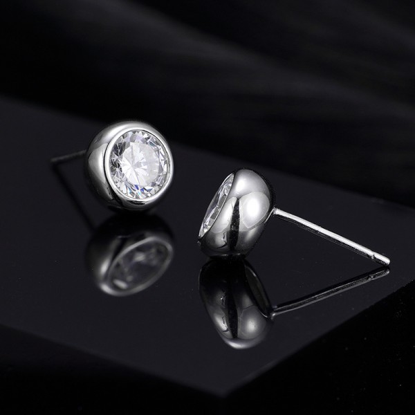 925 Sterling Silver Earrings Circle Hoops Solitaire Stud