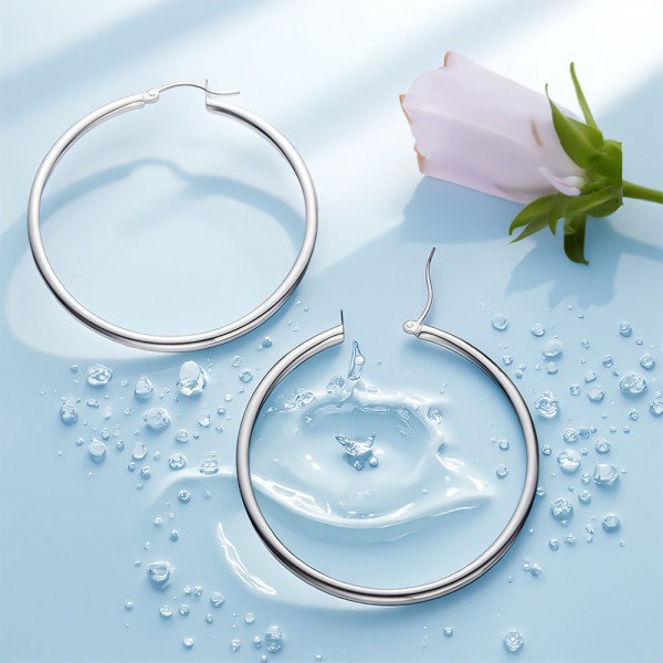 925 Sterling Silver Earrings Large Hoop