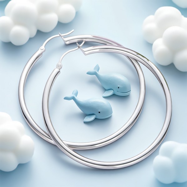 925 Sterling Silver Earrings Large Hoop