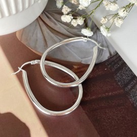 925 Sterling Silver Earring Oval Large Hoop