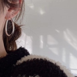 925 Sterling Silver Earring Oval Large Hoop