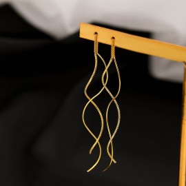 925 Sterling Silver Earrings Tassel Drop Long Dang...