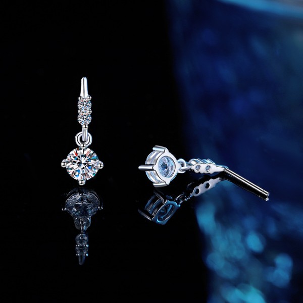 925 Sterling Silver Earrings Tassel Drop Diamond