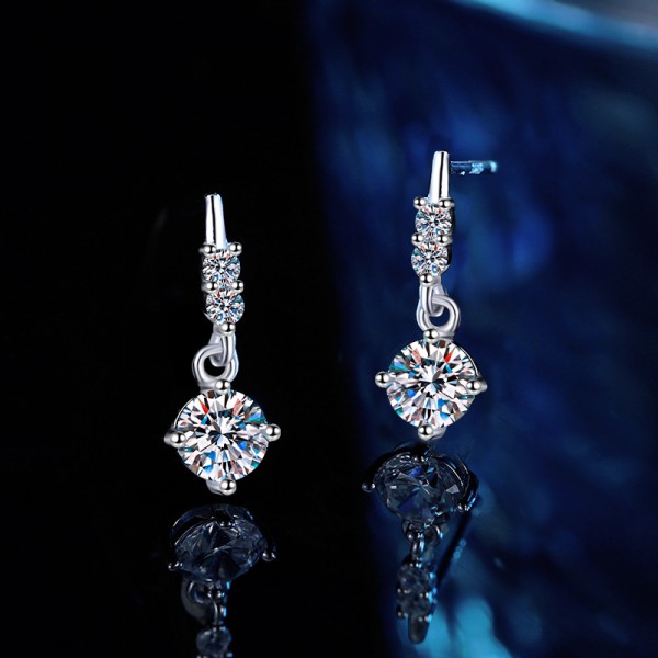 925 Sterling Silver Earrings Tassel Drop Diamond