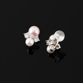 925 Sterling Silver Earrings Pearl Diamond Earring...