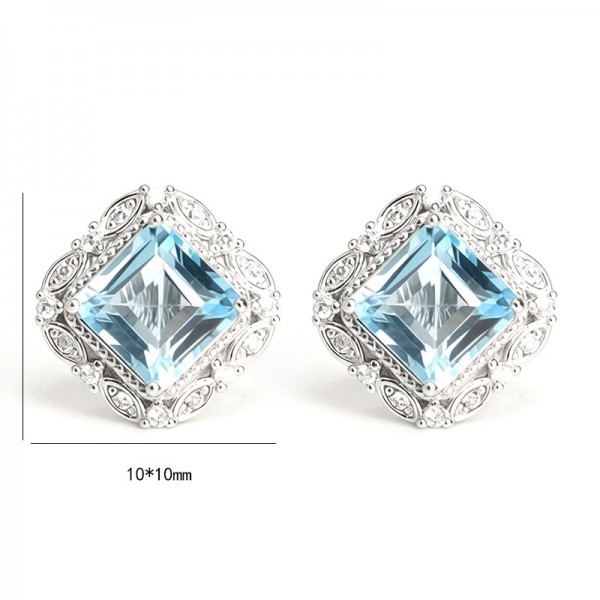 925 Sterling Silver  Earrings Natural Crystal Stone