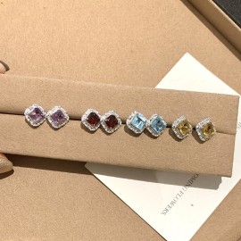 925 Sterling Silver  Earrings Natural Crystal Ston...