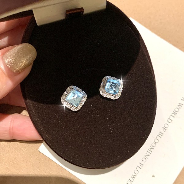 925 Sterling Silver  Earrings Natural Crystal Stone