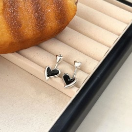 925 Sterling Silver Geometric Heart-Shaped Earring...