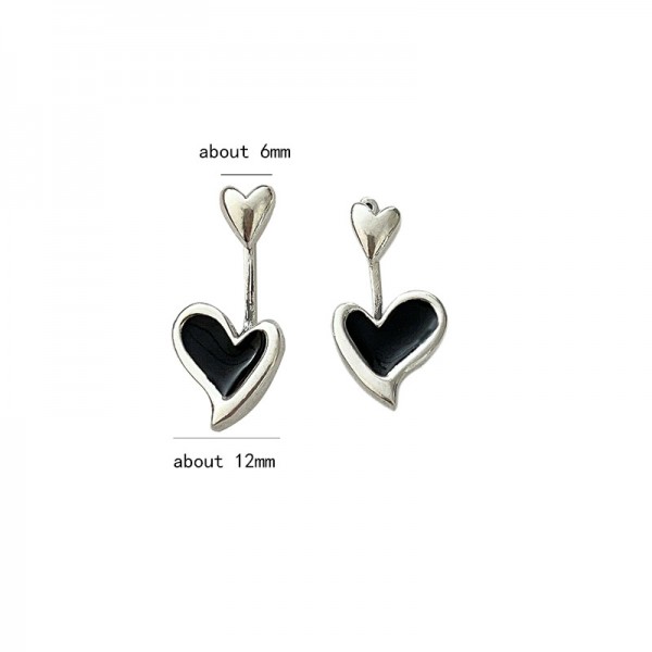 925 Sterling Silver Geometric Heart-Shaped Earrings