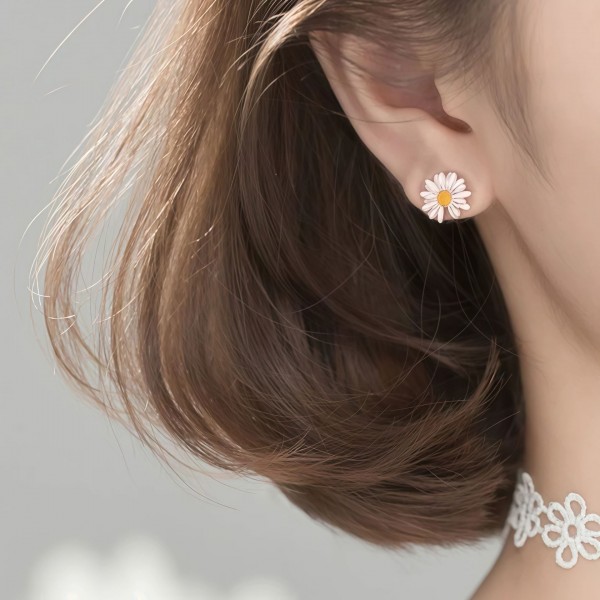 925 Sterling Silver  Earrings Chrysanthemum