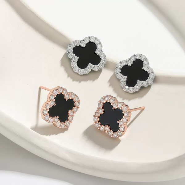 925 Sterling Silver Black Agate Earrings