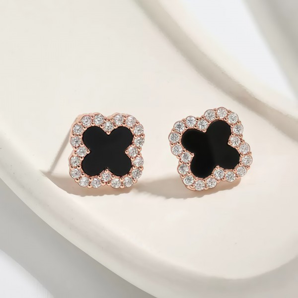 925 Sterling Silver Black Agate Earrings