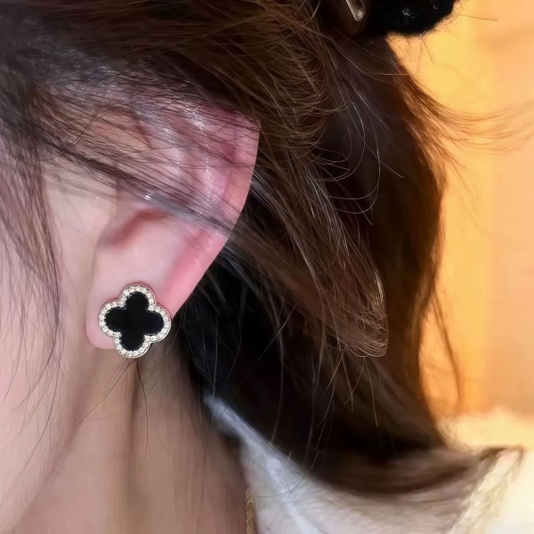 925 Sterling Silver Black Agate Earrings