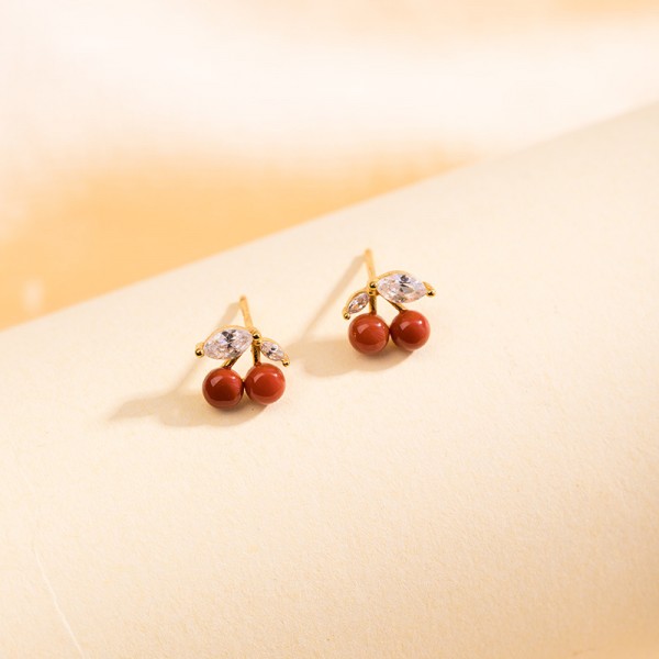 925 Sterling Silver Earrings Zircon Cherry