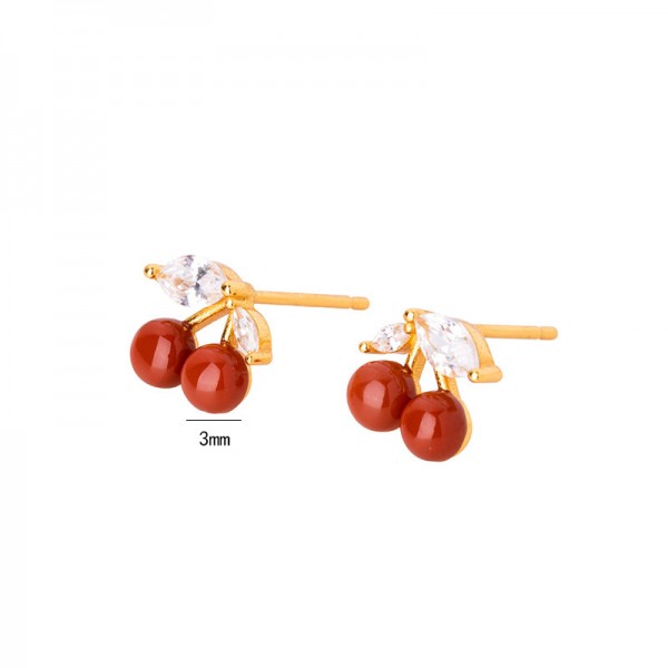 925 Sterling Silver Earrings Zircon Cherry