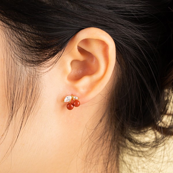 925 Sterling Silver Earrings Zircon Cherry