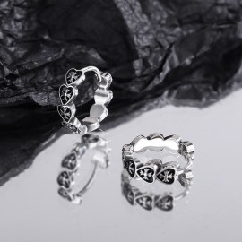 925 Sterling Silver Earrings Heart Shaped Cross