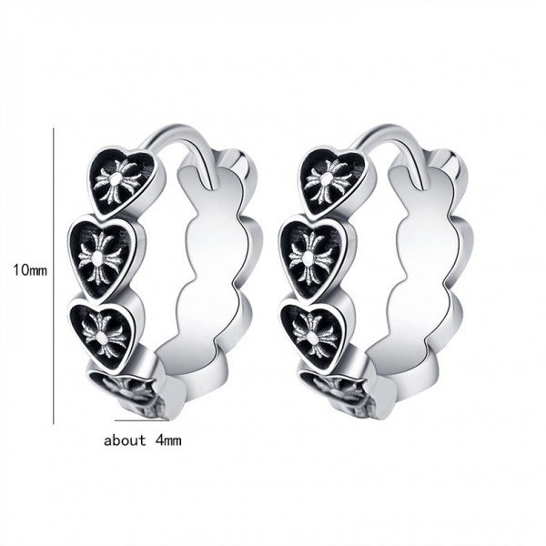 925 Sterling Silver Earrings Heart Shaped Cross
