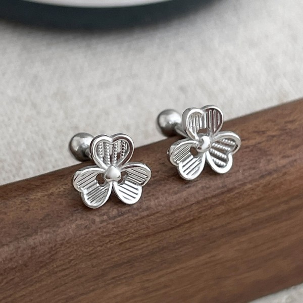 999 Sterling Silver Earrings Clover