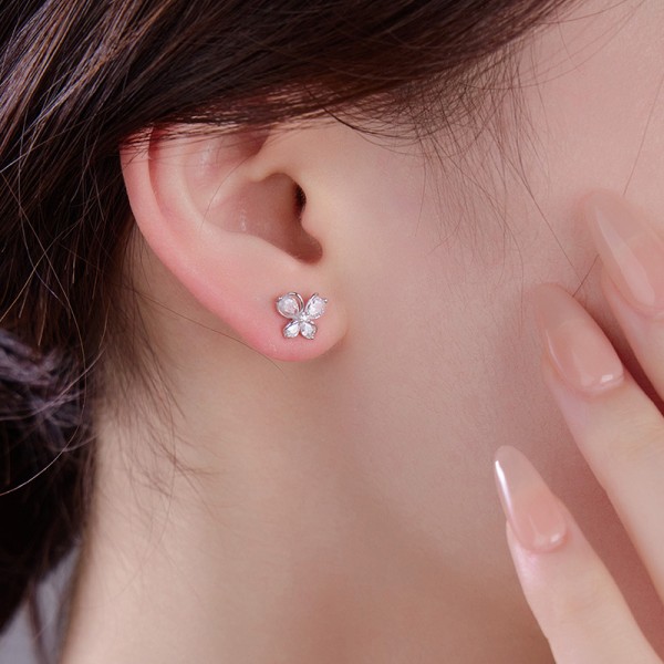 925 Sterling Silver Earrings Zircon Butterfly