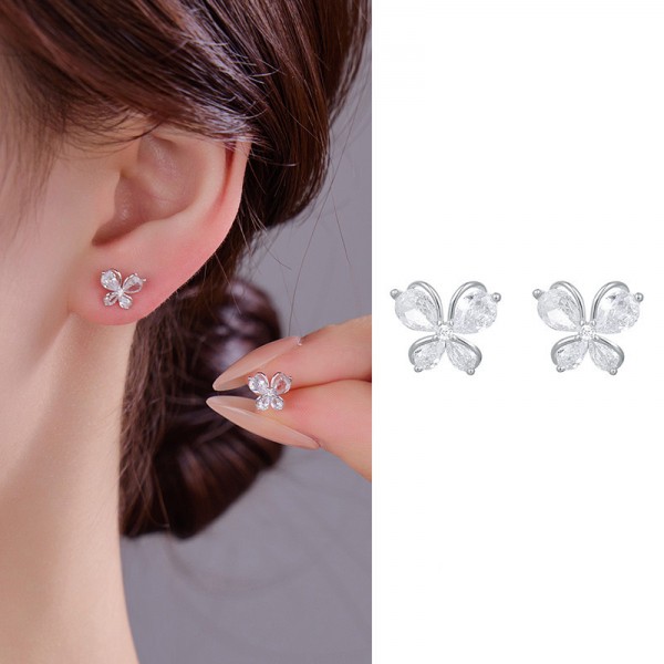 925 Sterling Silver Earrings Zircon Butterfly