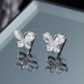 925 Sterling Silver Earrings Zircon Butterfly
