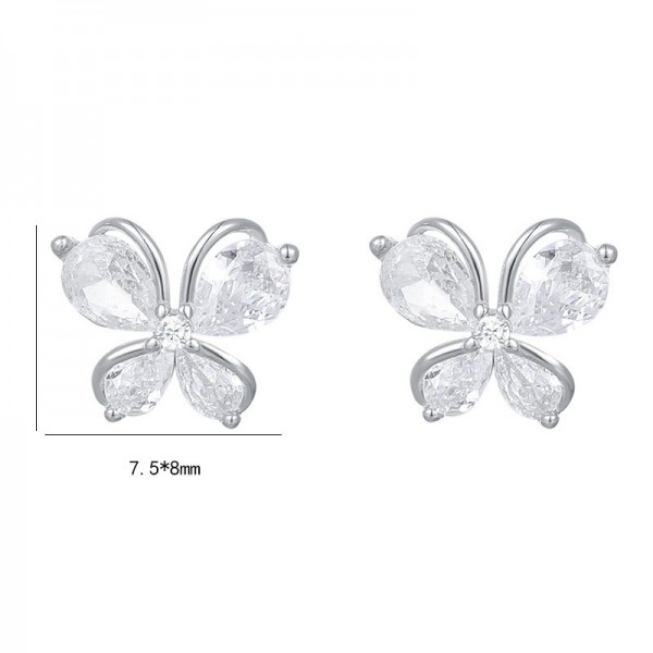 925 Sterling Silver Earrings Zircon Butterfly