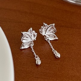 925 Sterling Silver Earrings Symmetric Butterfly