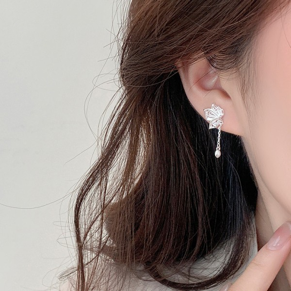 925 Sterling Silver Earrings Symmetric Butterfly