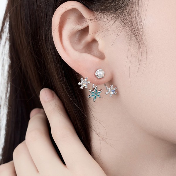 925 Sterling Silver Earrings Snowflake