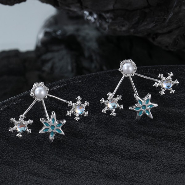 925 Sterling Silver Earrings Snowflake
