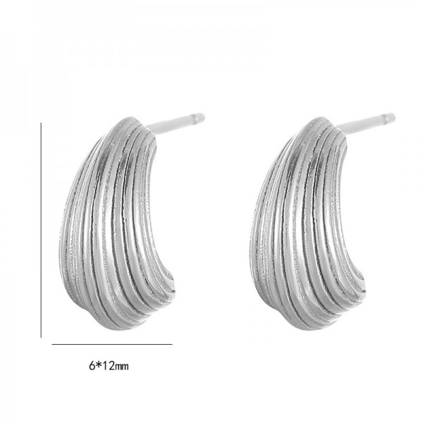 925 Sterling Silver Wire Drawing Water Droplet Earrings