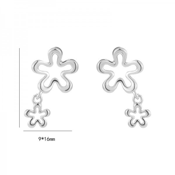 925 Sterling Silver Earring Hollowed Out Flower