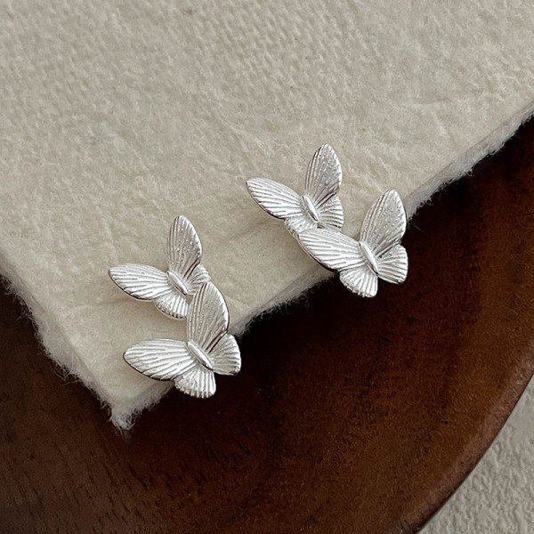 925 Sterling Silver Earring Double Butterfly