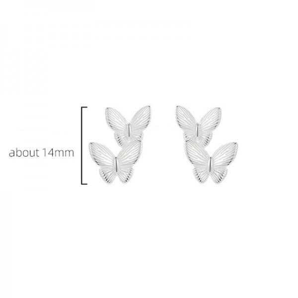 925 Sterling Silver Earring Double Butterfly