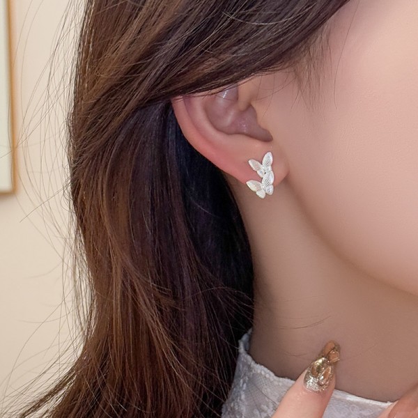 925 Sterling Silver Earring Double Butterfly