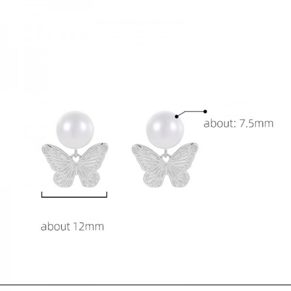 925 Sterling Silver Earring Pearl Butterfly