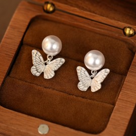 925 Sterling Silver Earring Pearl Butterfly