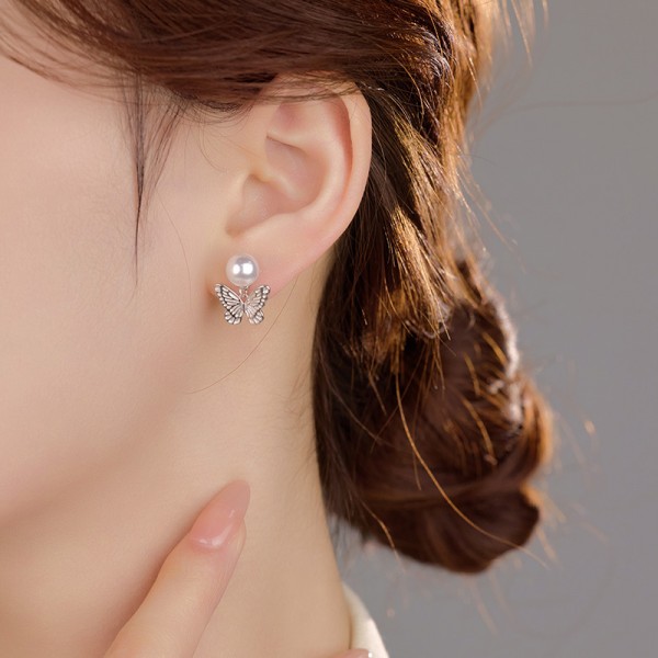 925 Sterling Silver Earring Pearl Butterfly